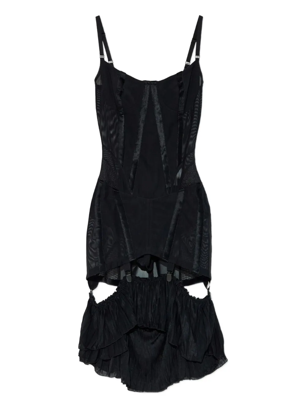KNWLS Gerüschtes Uma Minikleid mit Hosenträgern | Schwarz | Image 1