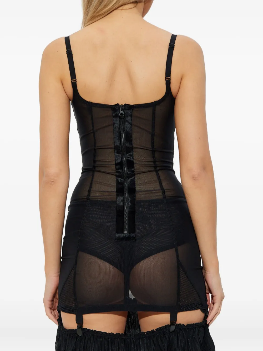 KNWLS Uma mini-jurk met bretels en ruches Zwart