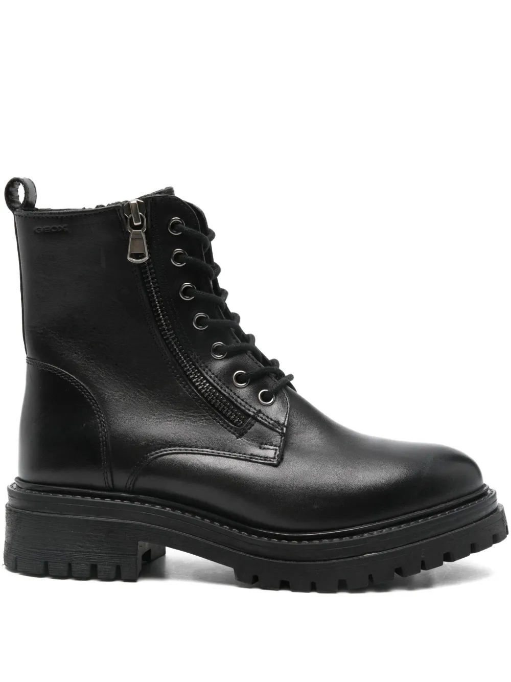 Geox Zip-up Combat Boots In Black