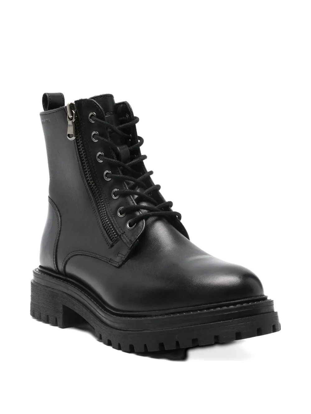 Geox Zip-up Combat Boots In Black
