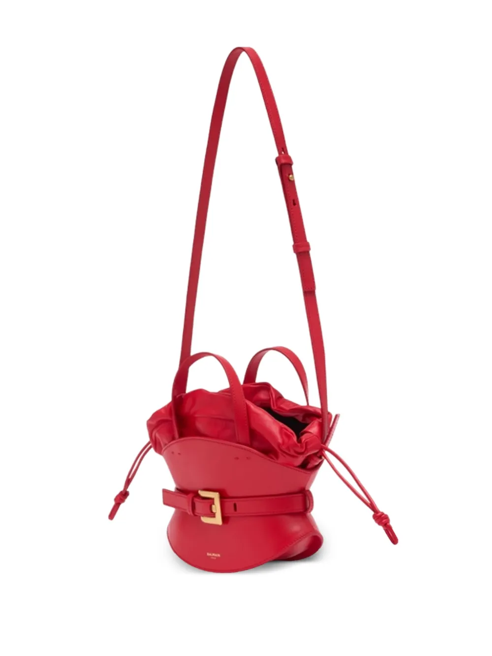 Balmain Mini Shuffle Leather Tote Bag In Red