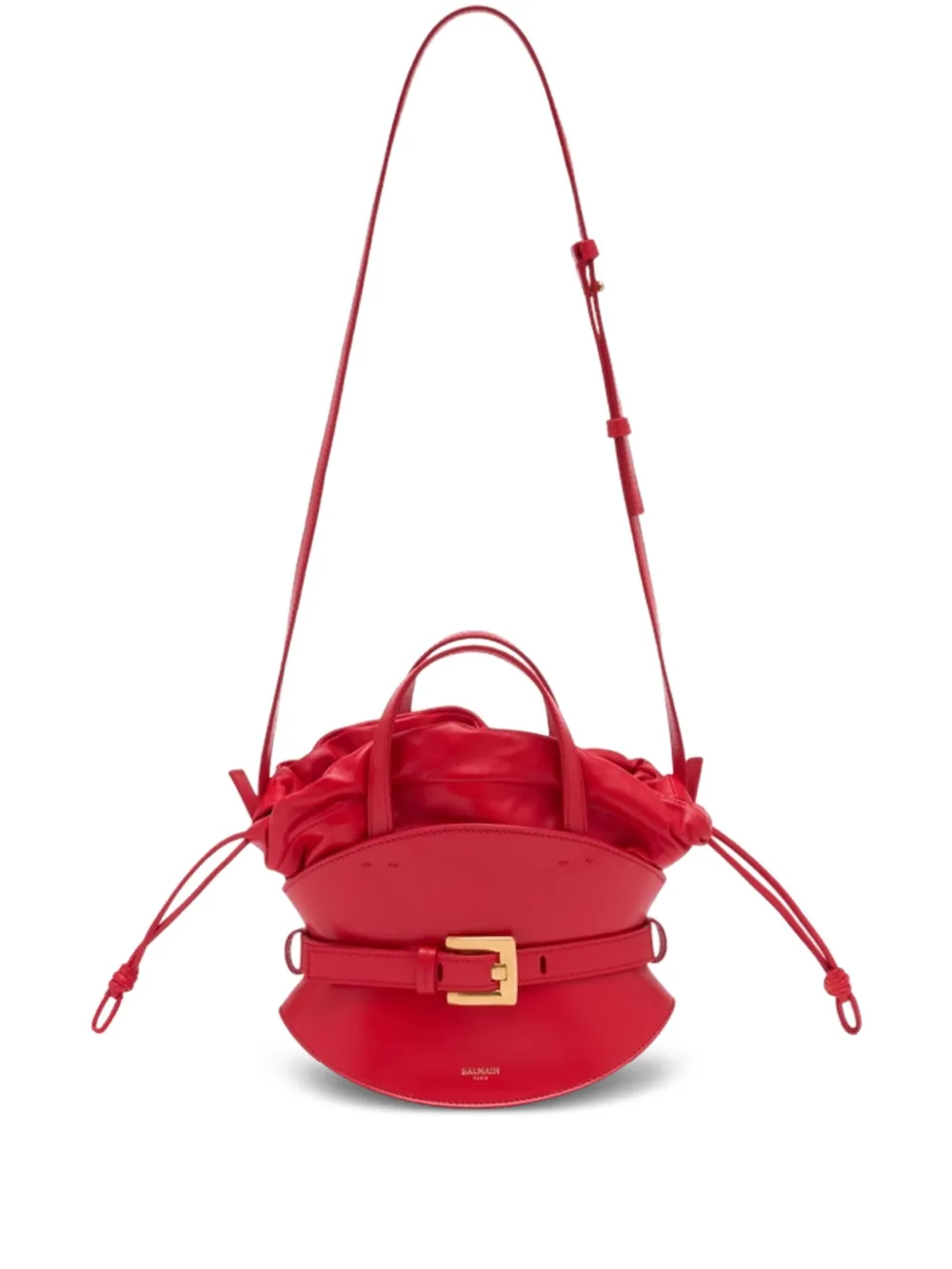 Balmain Mini Shuffle Leather Tote Bag In Red