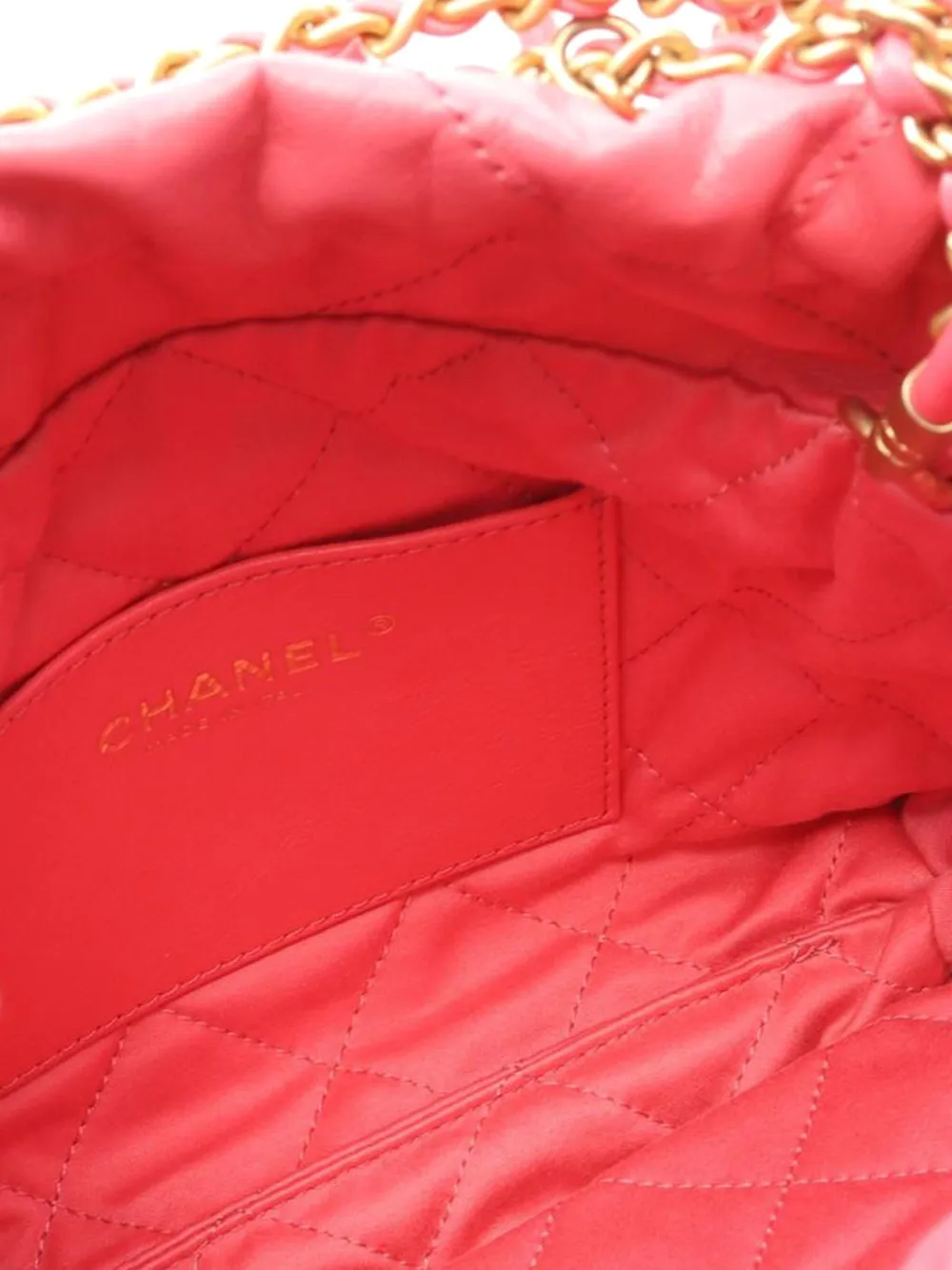 Pre-owned Chanel 2021-2025 Mini Shiny Calfskin 22 Handbag Satchel In Pink