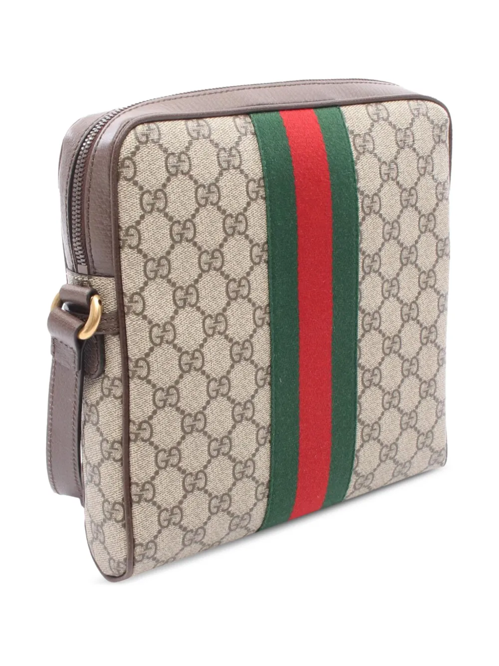 Pre-owned Gucci 2016-2025 Small Gg Supreme Web Ophidia Messenger Bag Crossbody Bag In Brown