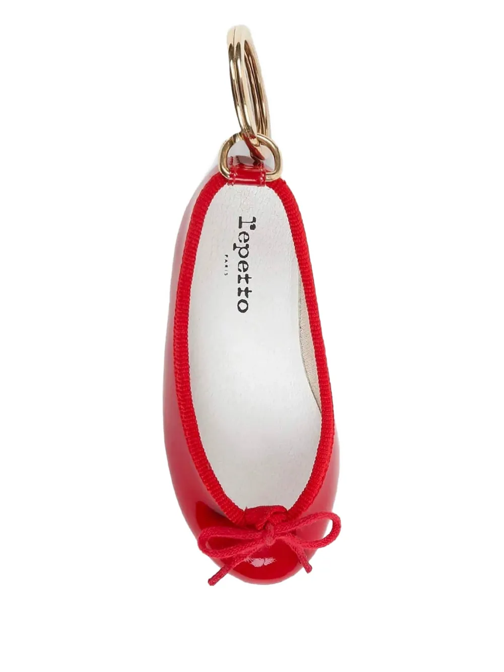 Repetto Cendrillon Patent-leather Bow Detail Keyring In Red