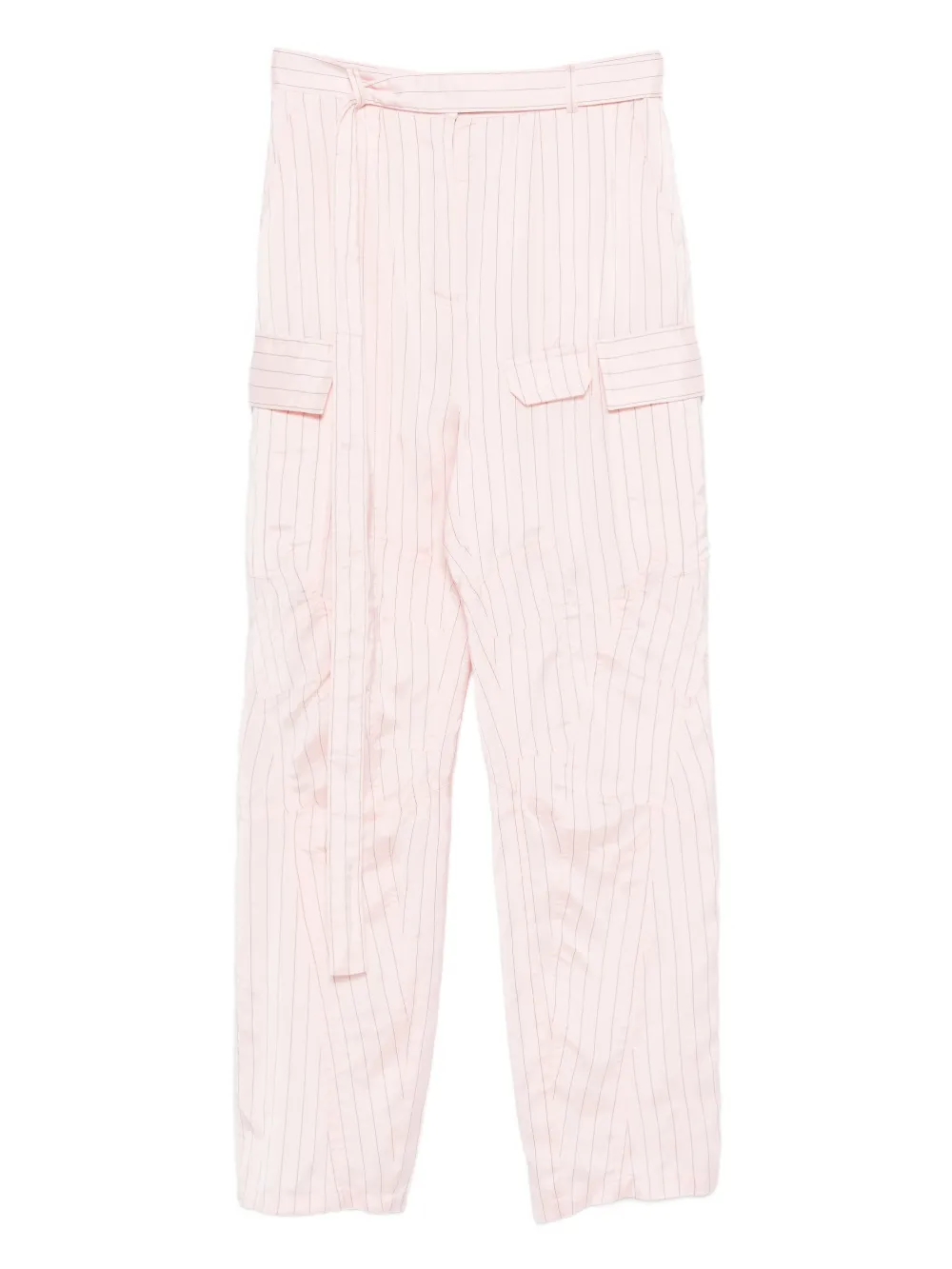 Ferragamo Pinstripe-pattern Cargo-pocket Trousers In Pink