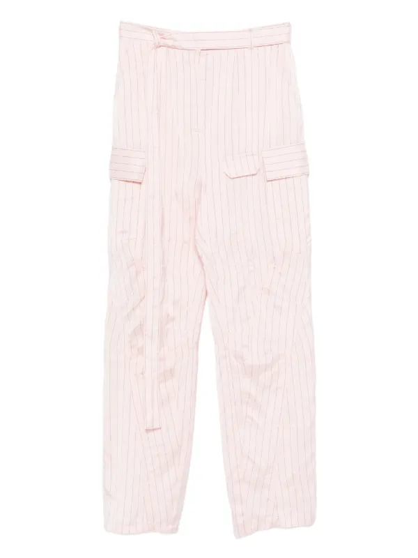 Ferragamo Pinstripe-pattern Cargo-pocket Trousers in Pink