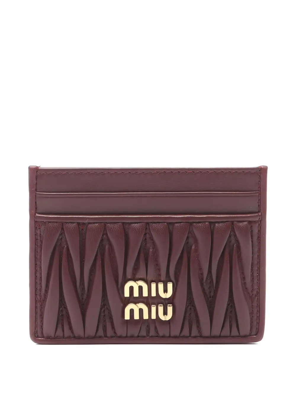Pre-owned Miu Miu Matelassé Leather Card Holder In Brown