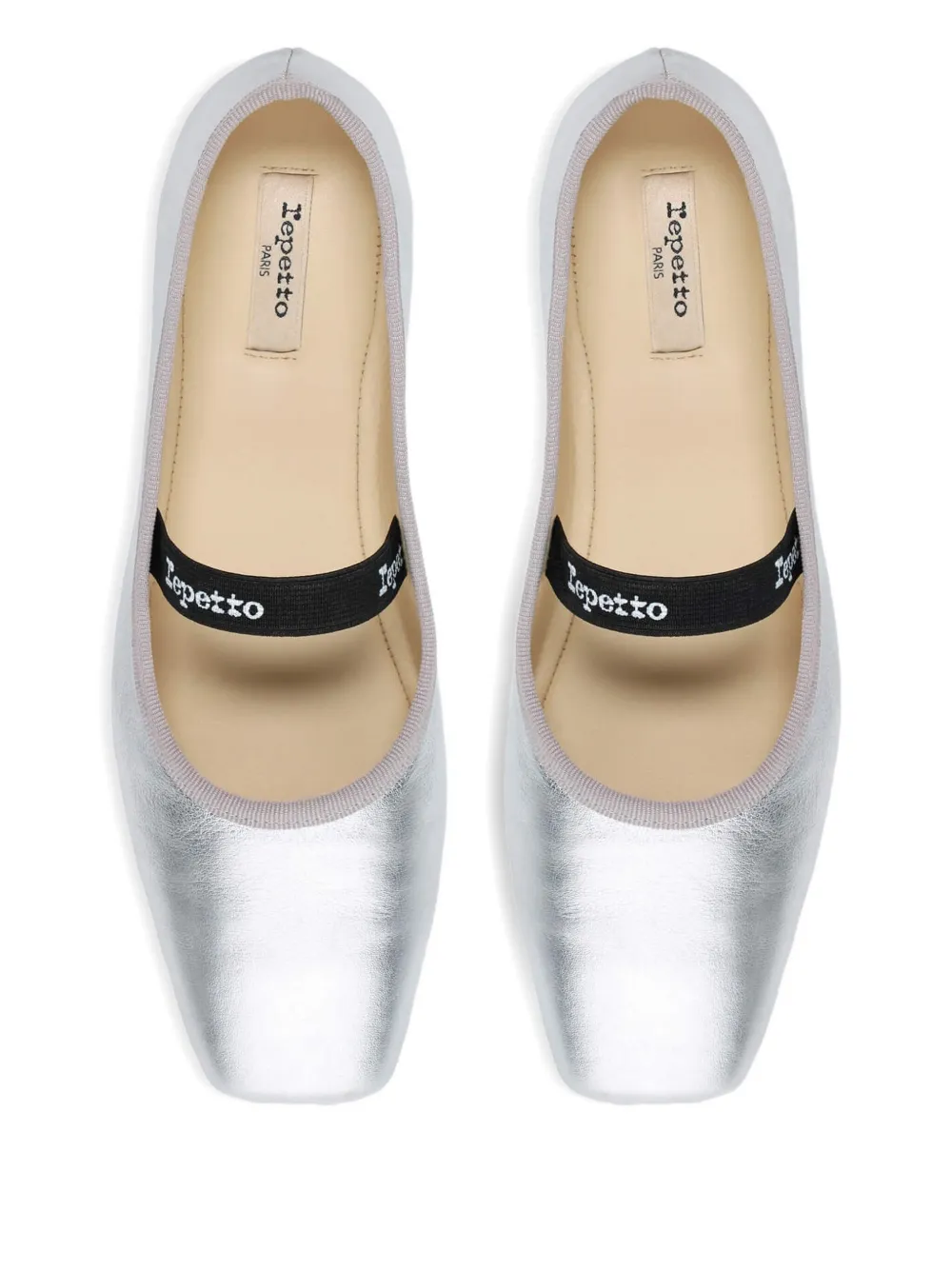Repetto Lisbeth Square-toe Strap Ballet Flats In Silver
