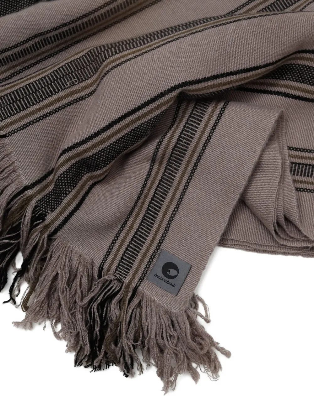 Denis Colomb Striped Fringed Tibet Blanket In Gray