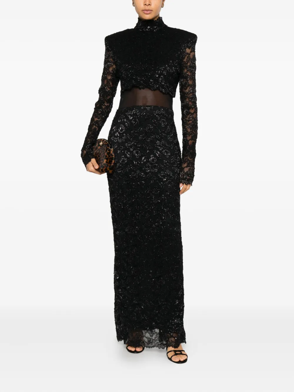 A.N.G.E.L.O. Vintage Cult 2000s maxi-jurk met kant - Zwart