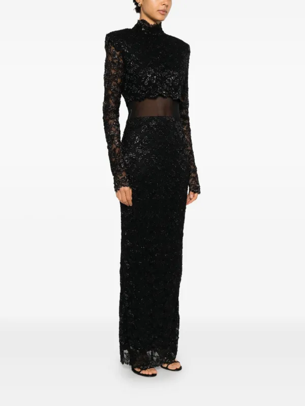 2000s maxi dress A.N.G.E.L.O. Vintage Cult 2000s Lace Maxi Dress | Black