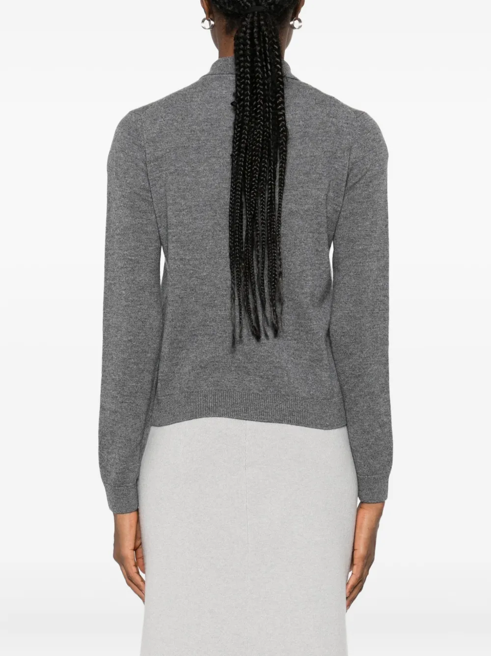 Alpha Studio Grey Knit Sweater With Classic Polo Collar And Tailored Fit In Gray
