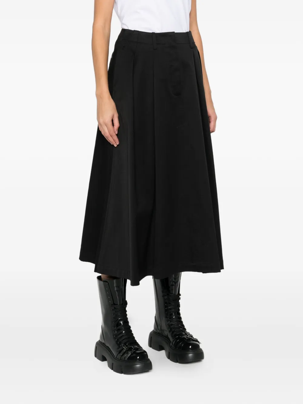 Moncler Pleated Midi Skirt In Black