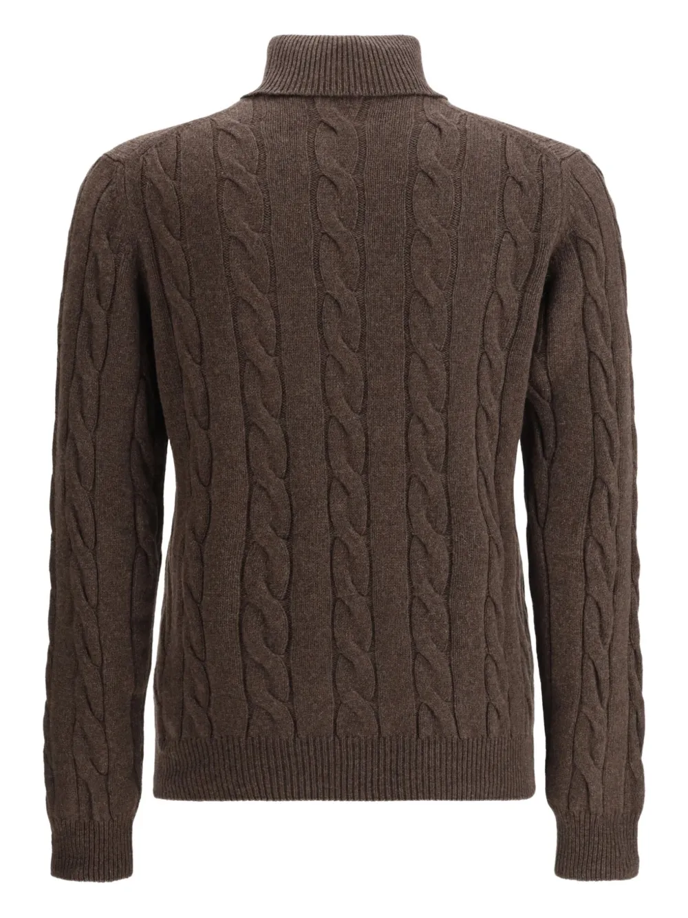 Aragona Braided Turtleneck Sweater In Brown