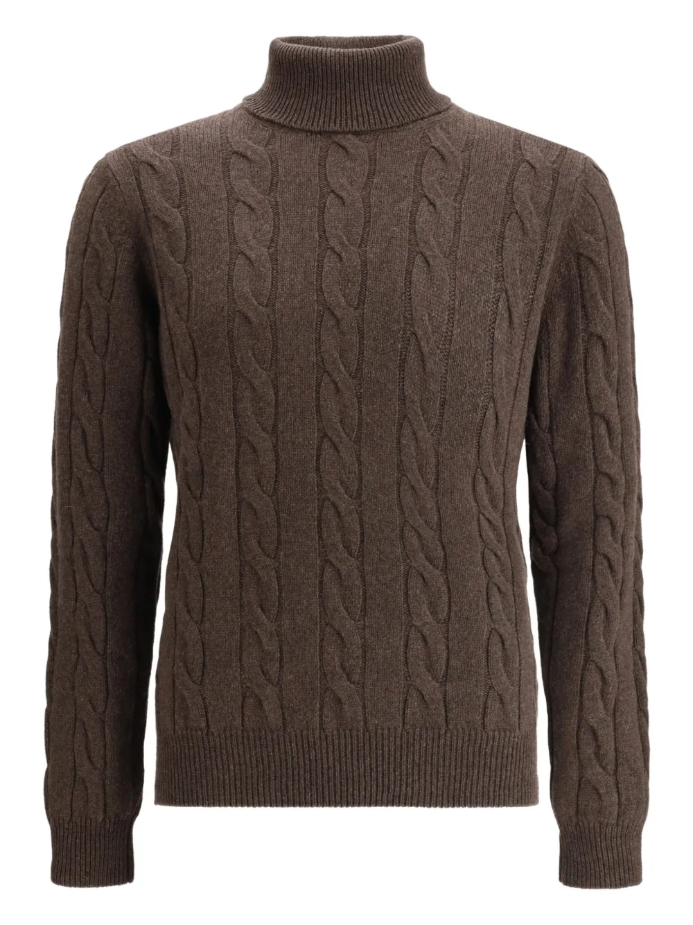 Aragona Braided Turtleneck Sweater In Brown
