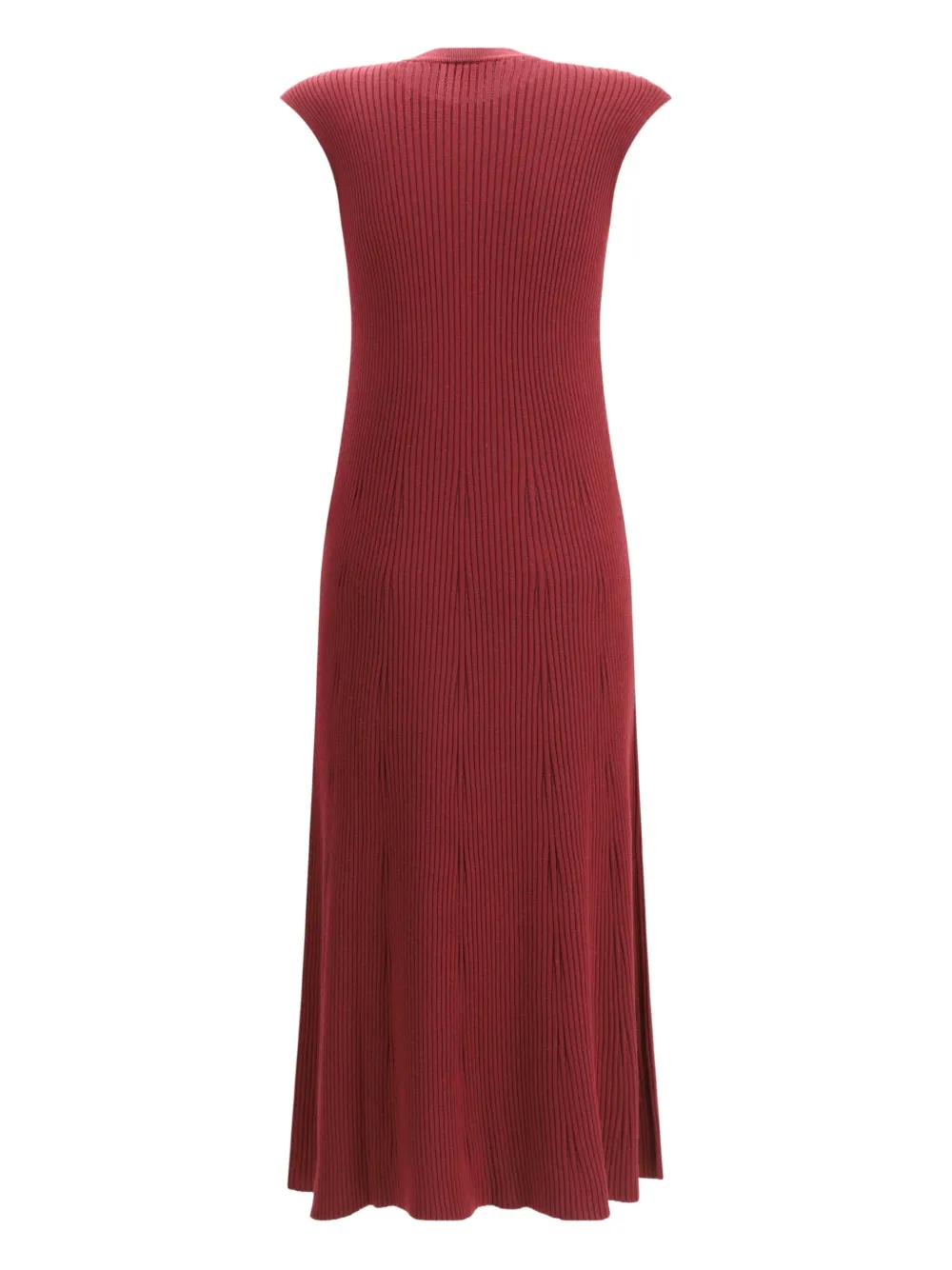 Sa Su Phi Ribbed Cashmere Silk Sleeveless Long Dress In Red