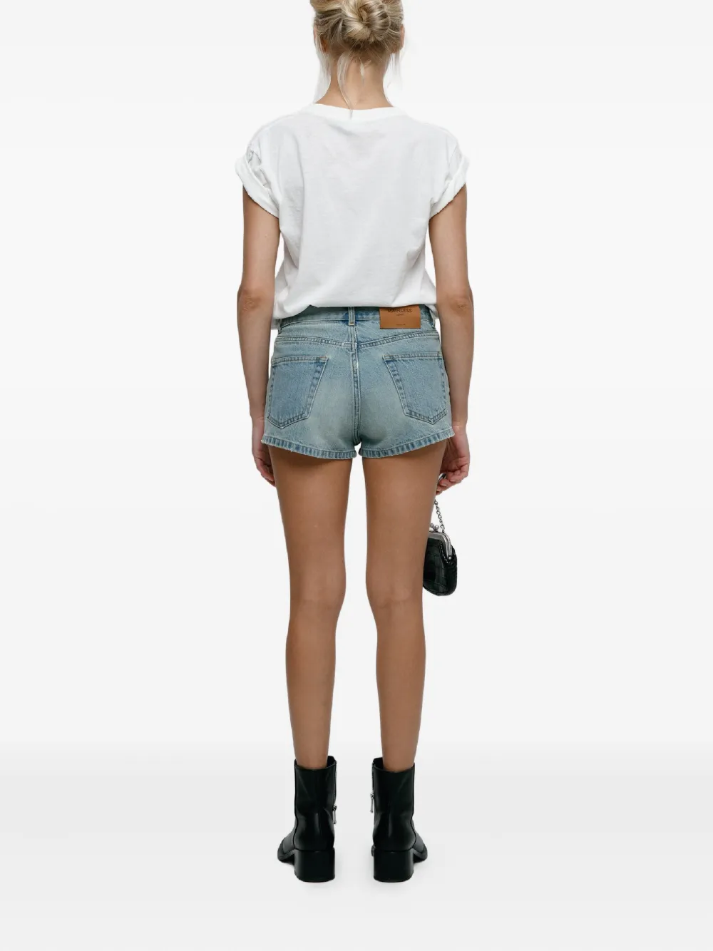 Mainless Denim Mini Shorts In Blue