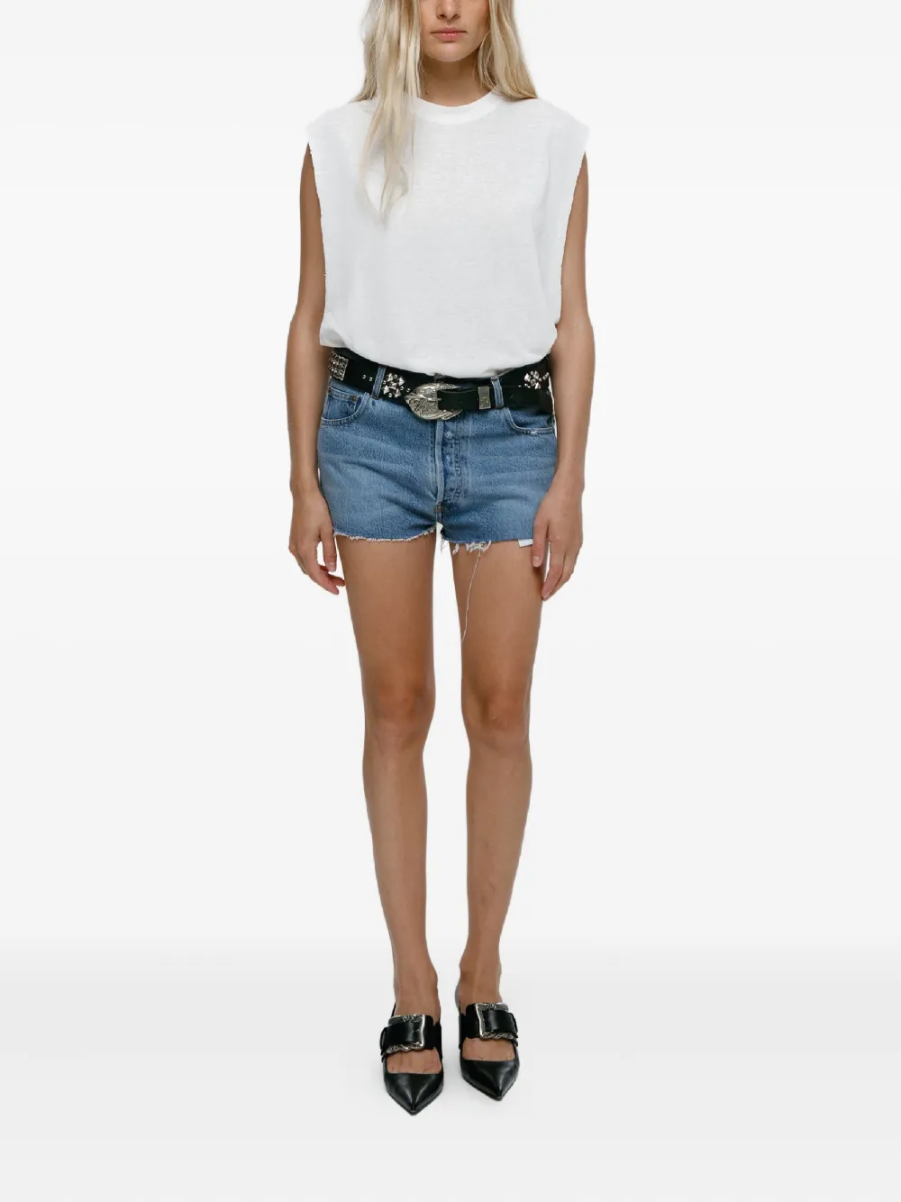 Mainless short en jean à bords francs | Shorts courts | Image 2