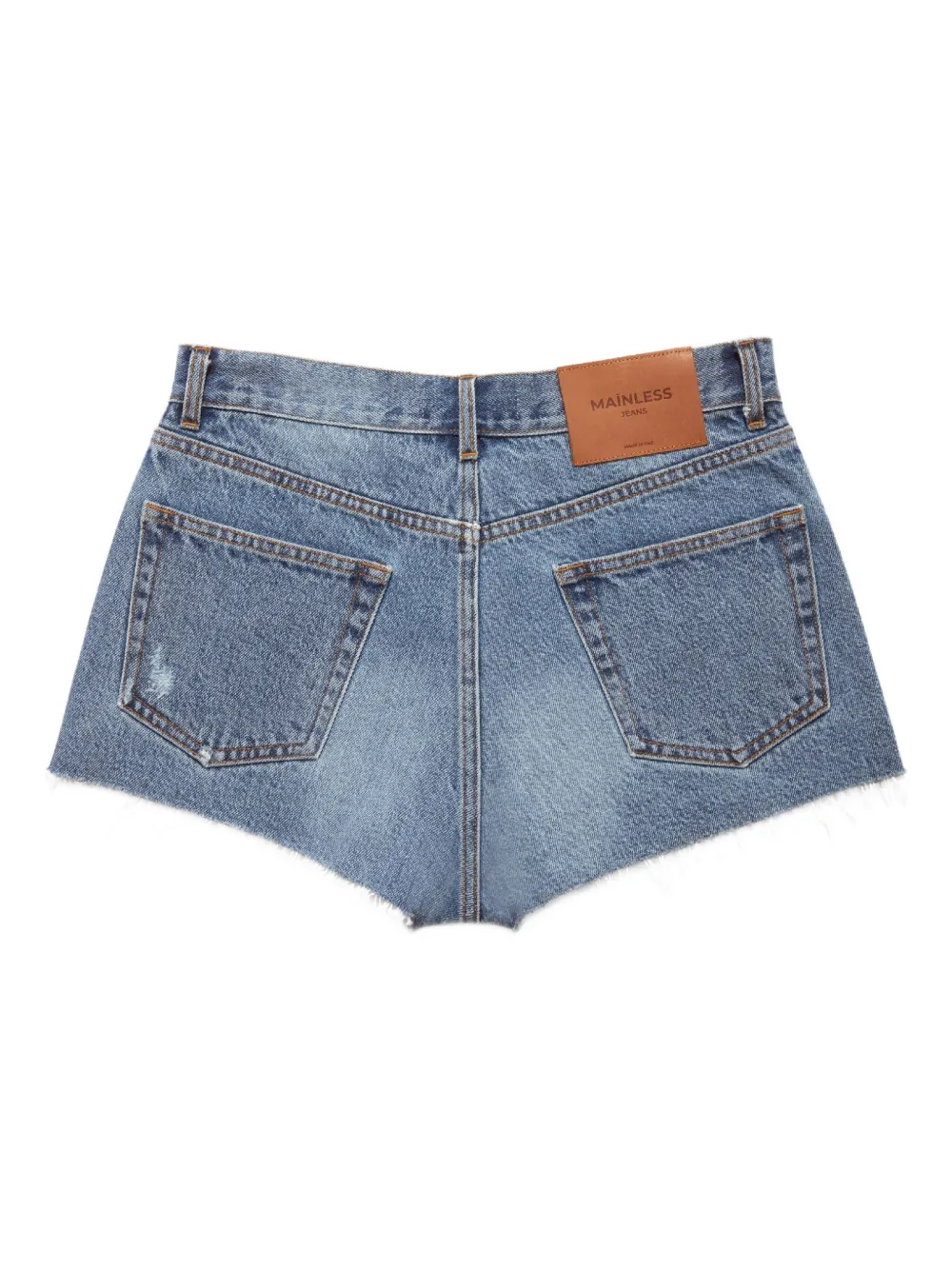 Mainless Frayed Denim Shorts In Blue
