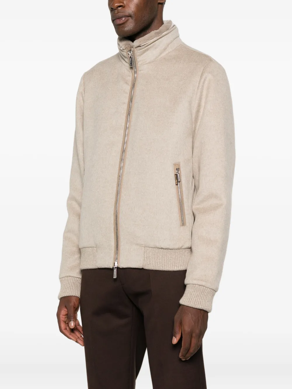 Moorer Cashmere Zip-up Jacket In Neutral