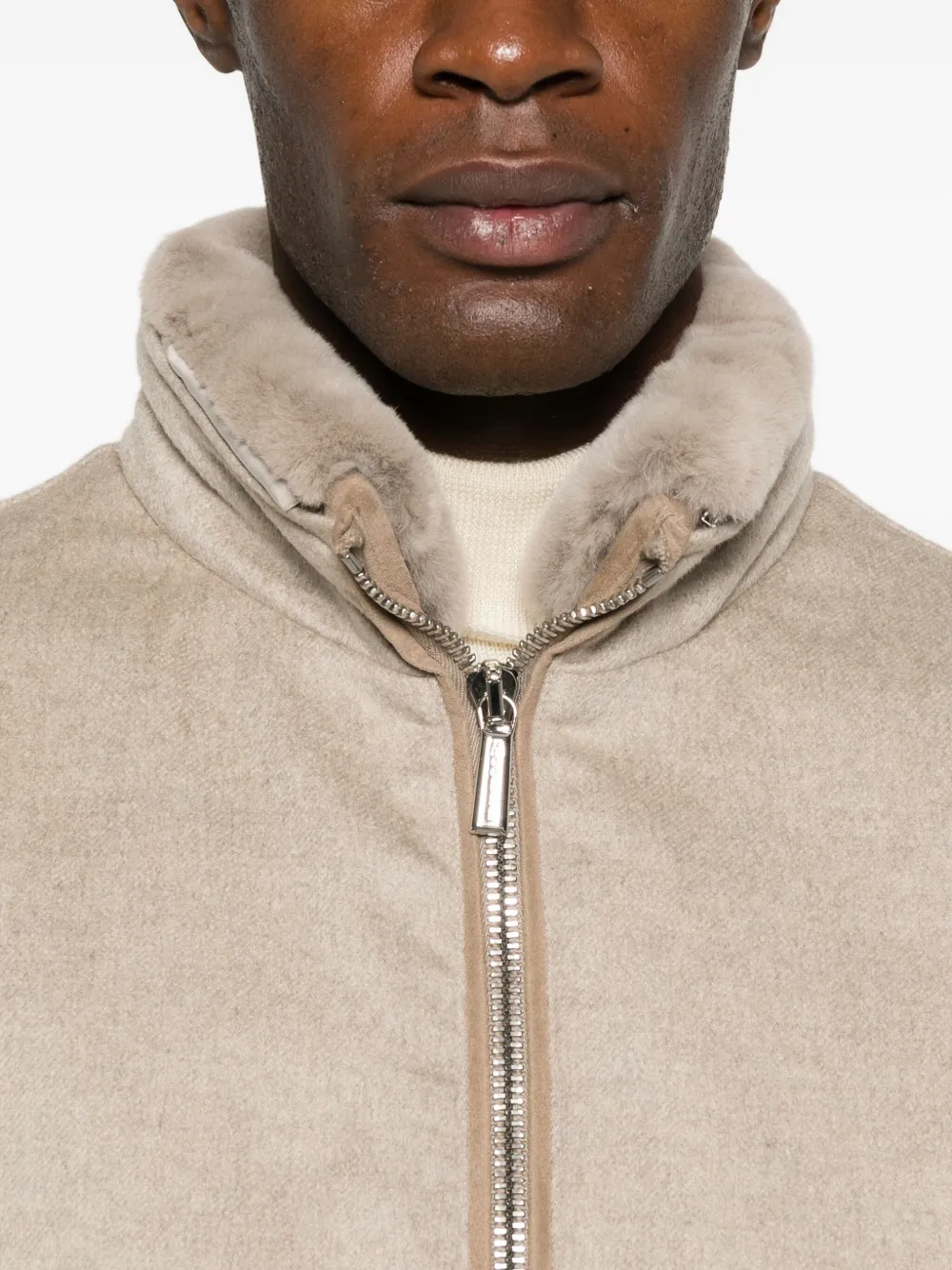 Moorer Cashmere Zip-up Jacket In Neutral