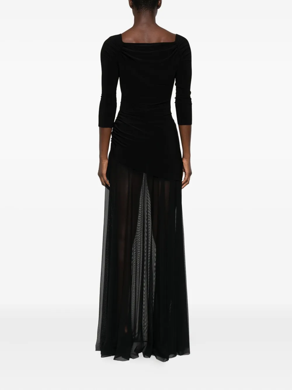 Norma Kamali Draped-design Mesh-panelled Maxi Dress In Black