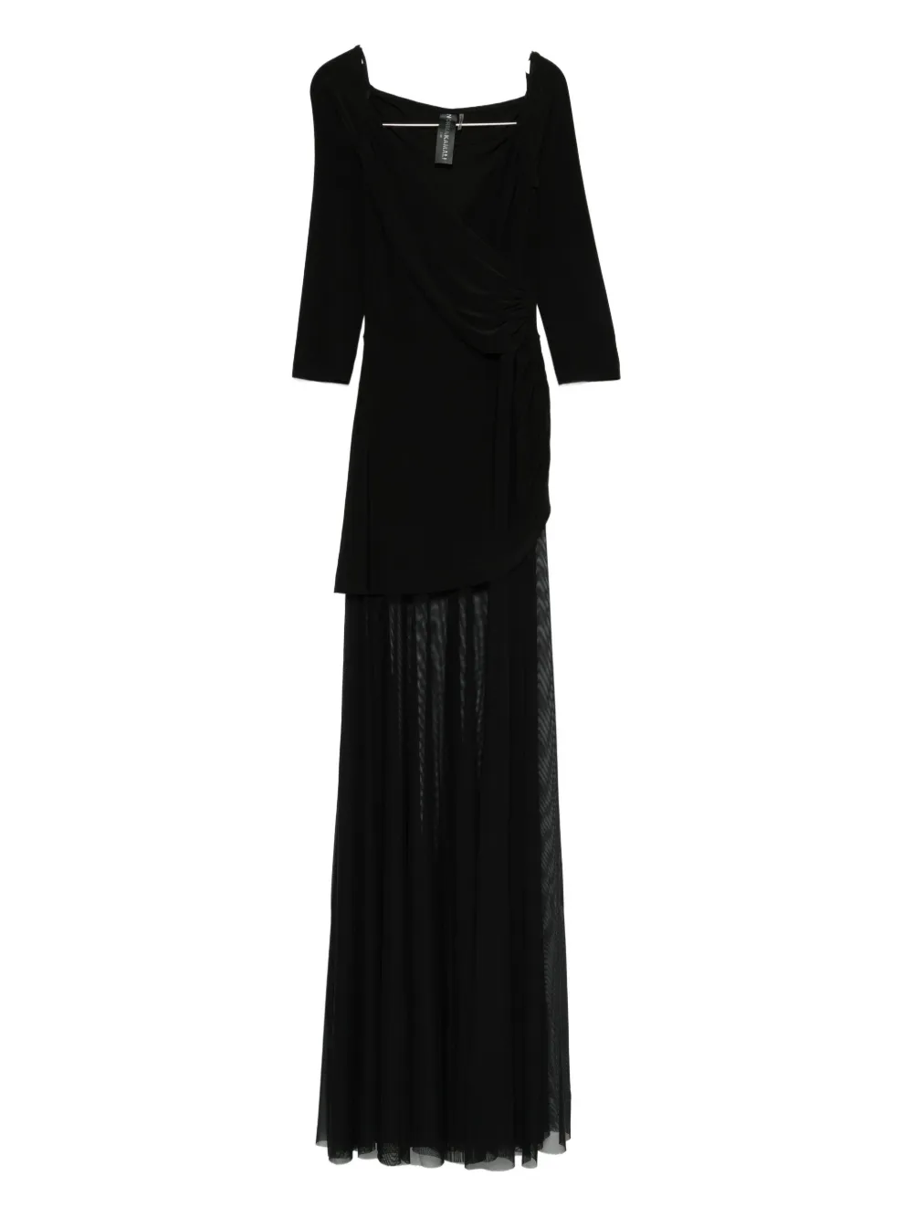 Norma Kamali Draped-design Mesh-panelled Maxi Dress In Black