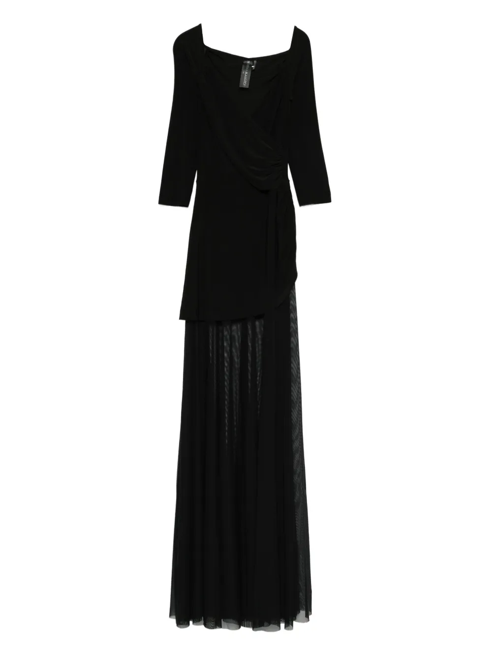Norma Kamali draped-design mesh-panelled maxi dress | Black | Image 1