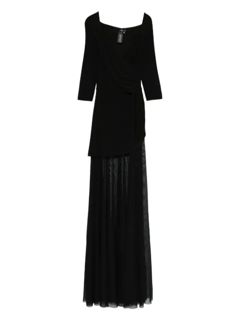 Norma Kamali draped-design mesh-panelled maxi dress
