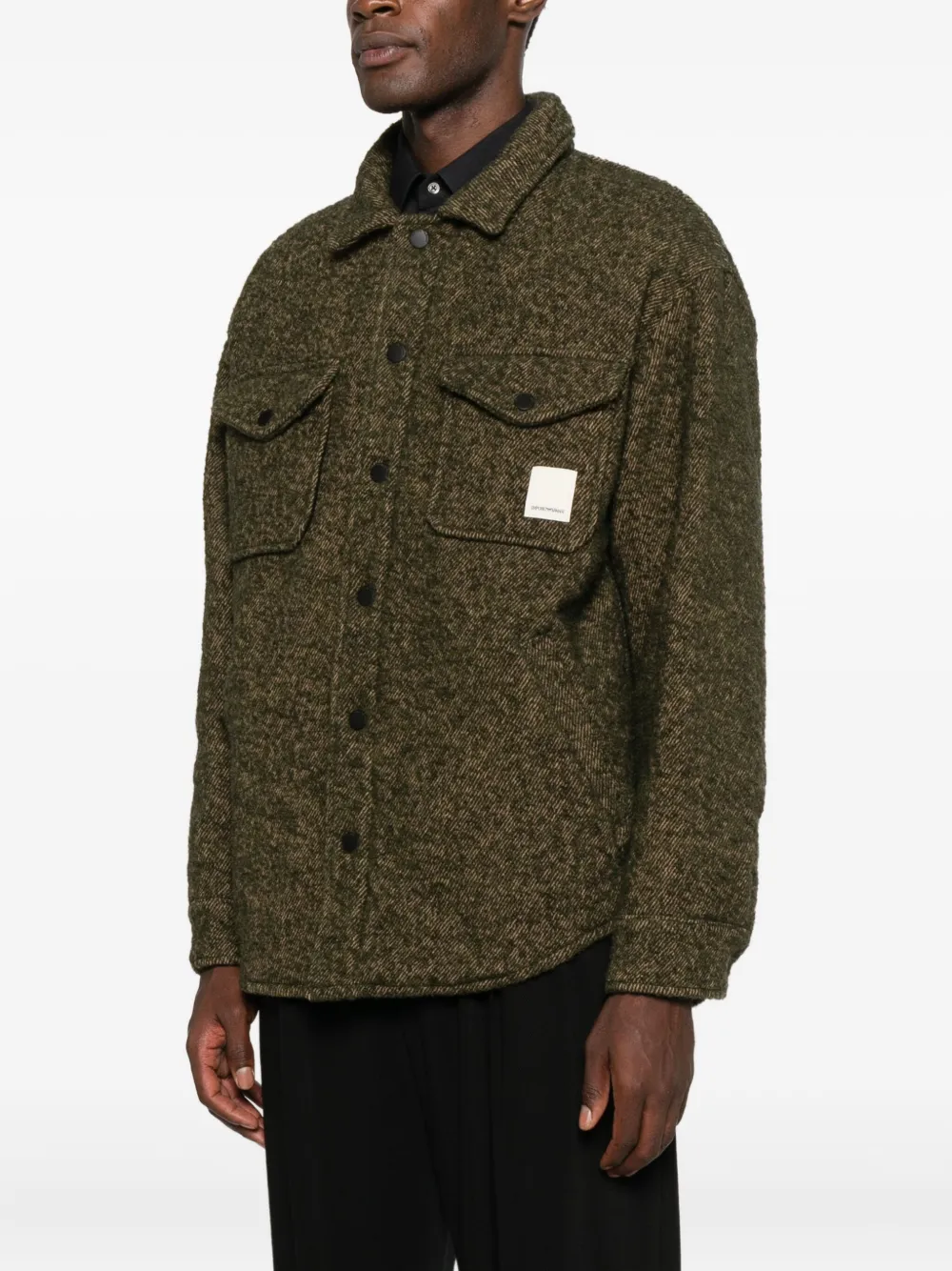 Emporio Armani Shirtjack met logopatch Groen