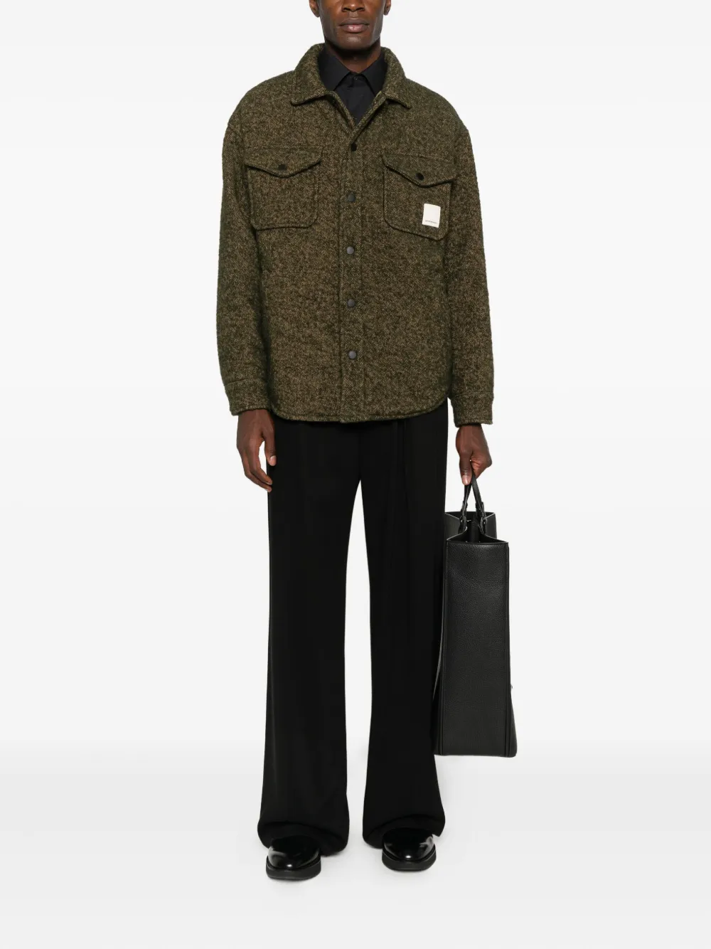 Emporio Armani Shirtjack met logopatch Groen
