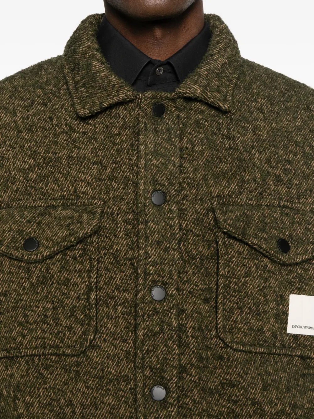 Emporio Armani Shirtjack met logopatch Groen