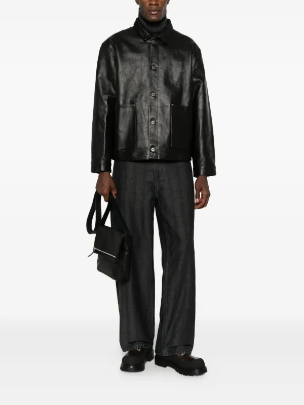 TAIGA TAKAHASHI レザーシャツジャケット | ブラック | FARFETCH JP