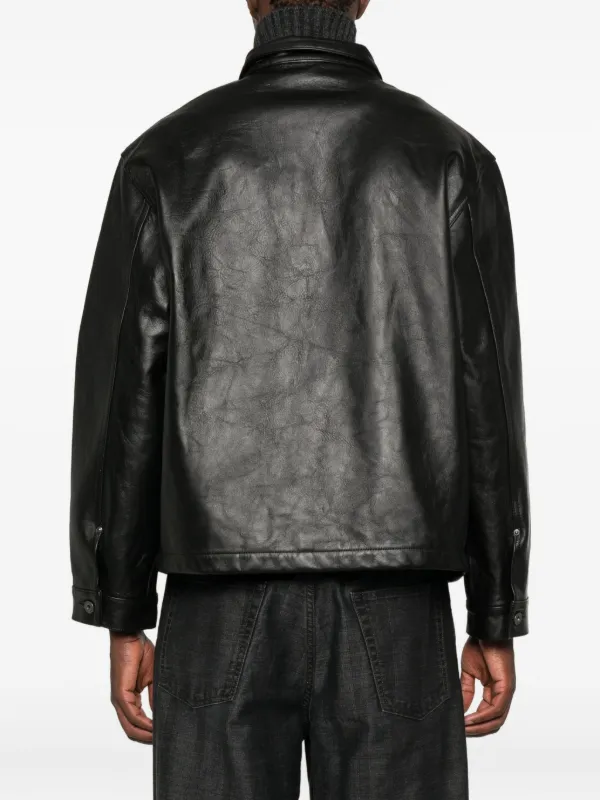 TAIGA TAKAHASHI レザーシャツジャケット | ブラック | FARFETCH JP