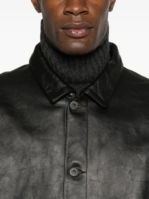 TAIGA TAKAHASHI レザーシャツジャケット | ブラック | FARFETCH JP