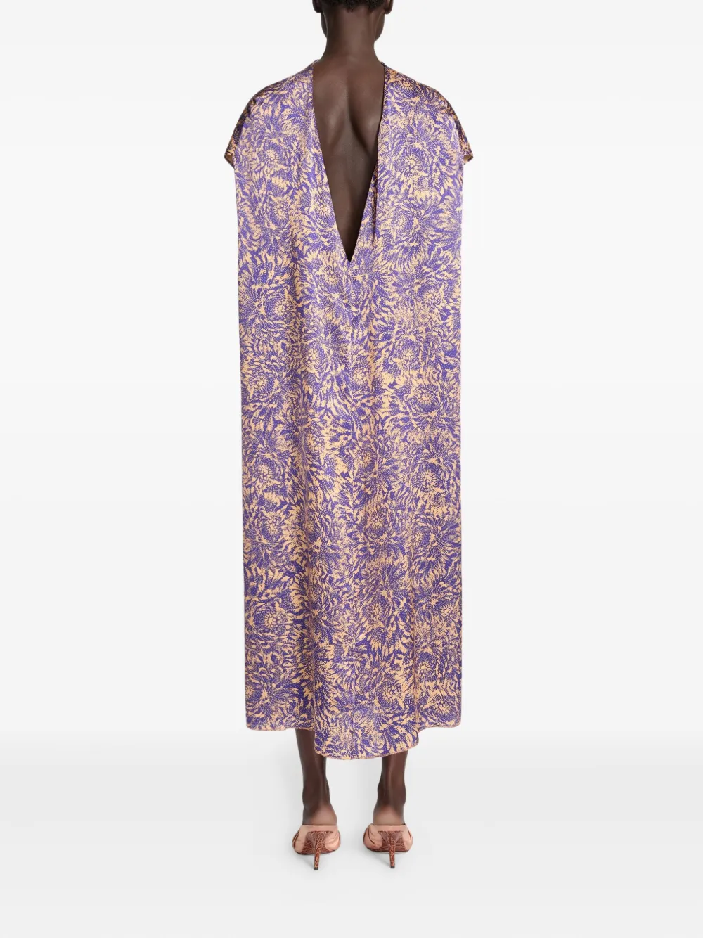 Dries Van Noten Printed Silk Midi Dress In Purple