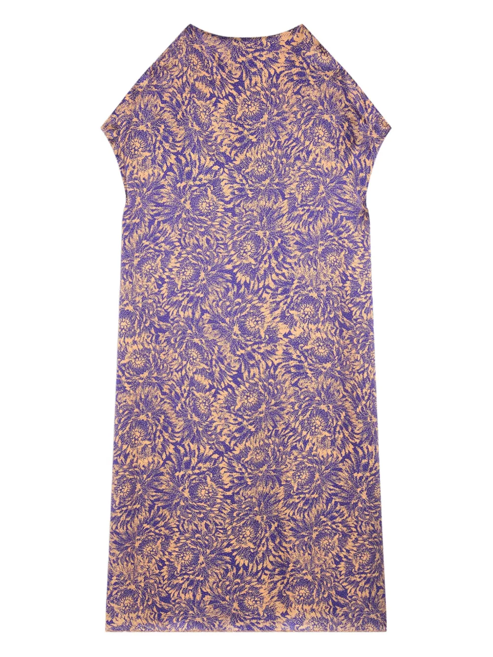 Dries Van Noten Printed Silk Midi Dress In Purple