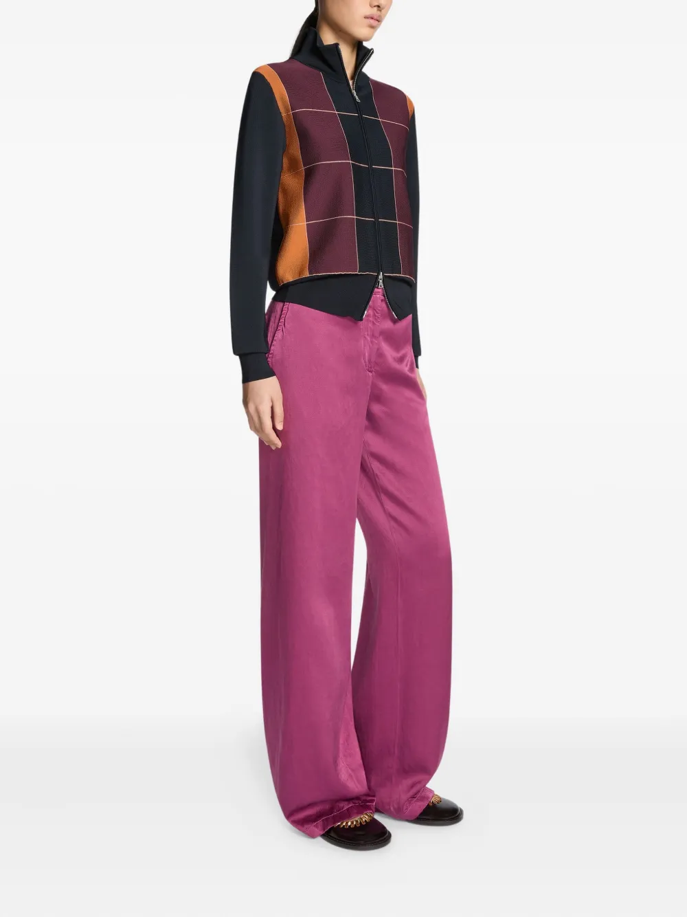 DRIES VAN NOTEN Geruit jack met rits Blauw