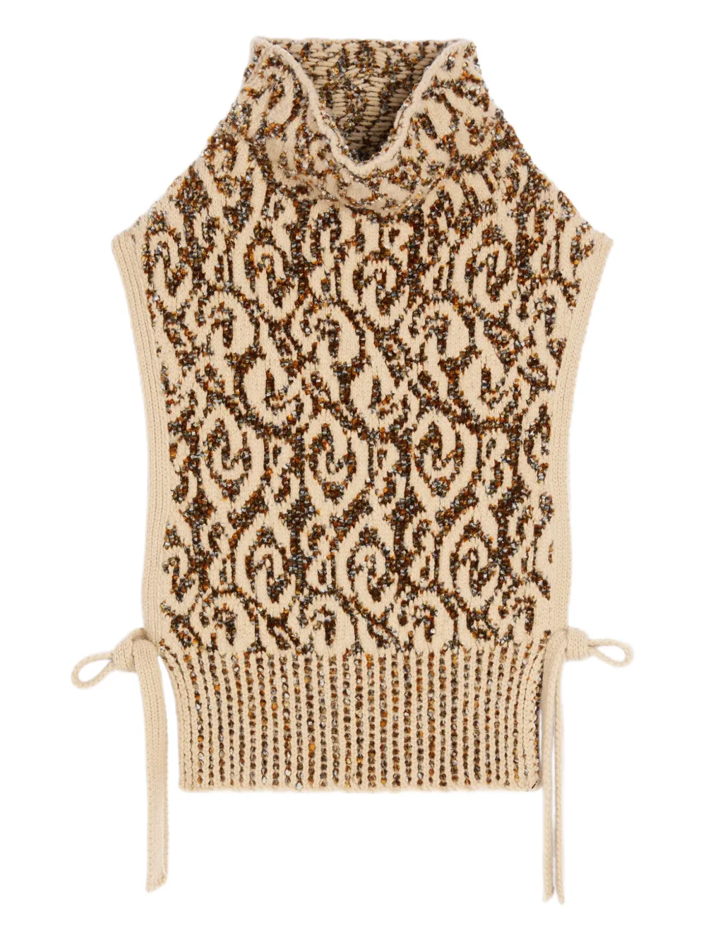 Dries Van Noten Jacquard Bib Sweater In Brown