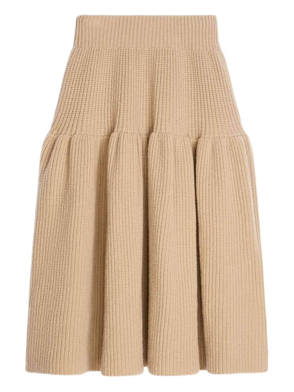 DRIES VAN NOTEN Wollen geribbelde midi-rok Beige