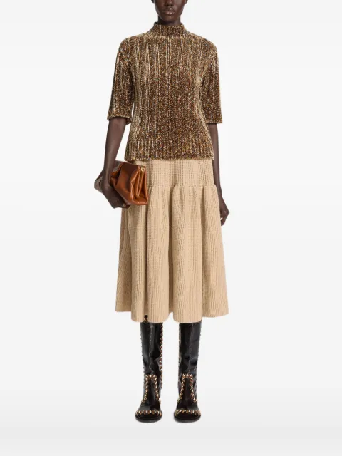 DRIES VAN NOTEN falda midi de canalé