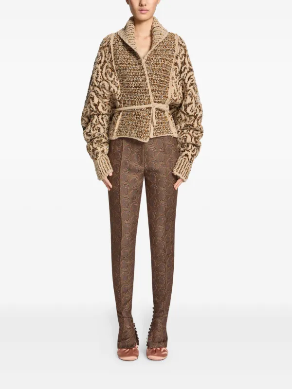 DRIES VAN NOTEN Jacquard Wrap Cardigan | Neutrals | FARFETCH