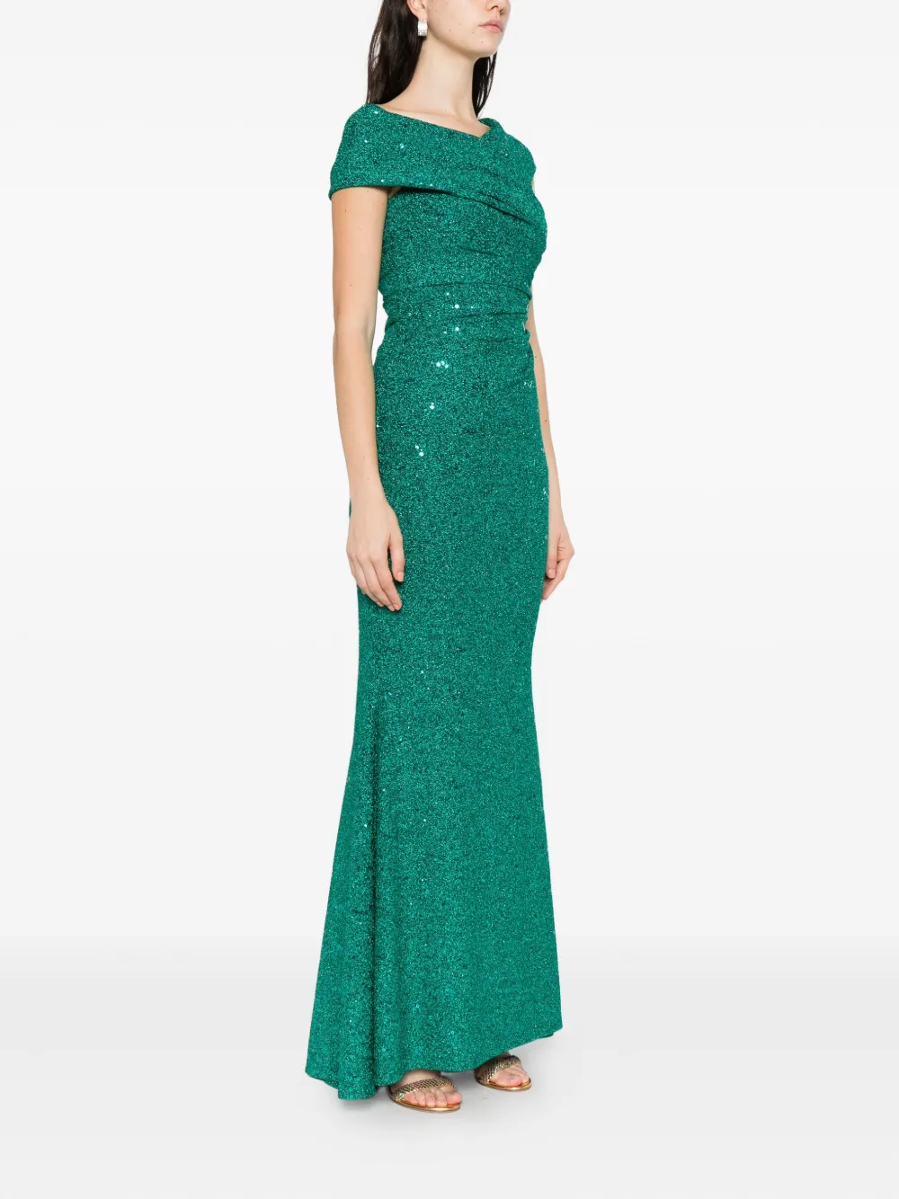 Talbot Runhof Jurk met pailletten Groen