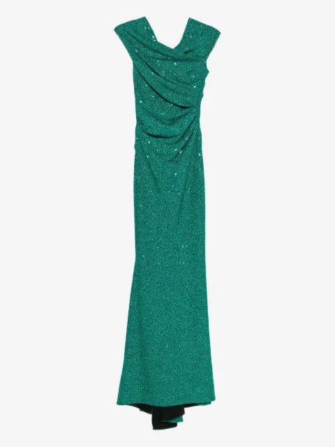 Talbot Runhof draped sequin-embellished dress