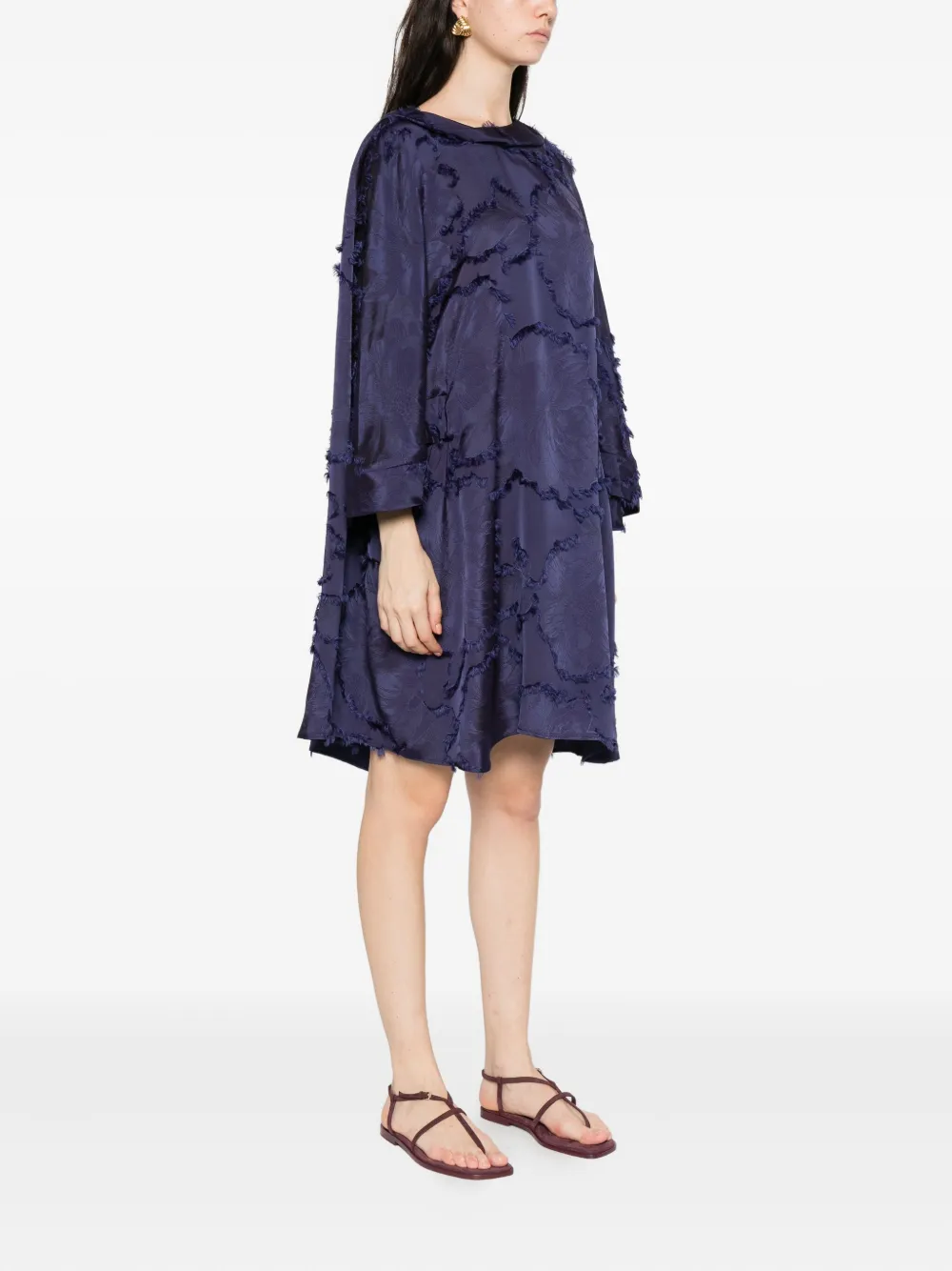 Talbot Runhof Mini-jurk met franje Blauw