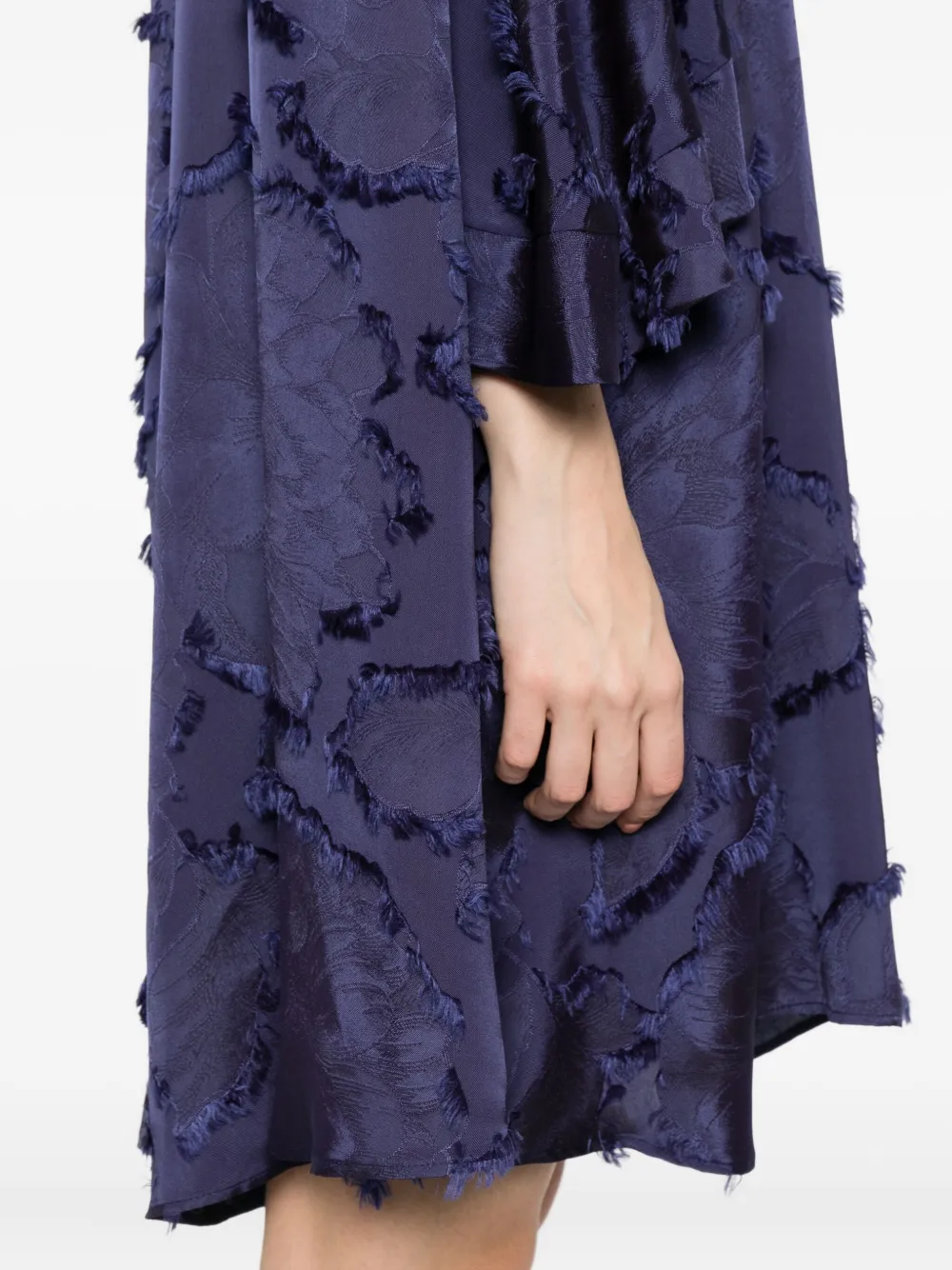 Talbot Runhof Mini-jurk met franje Blauw