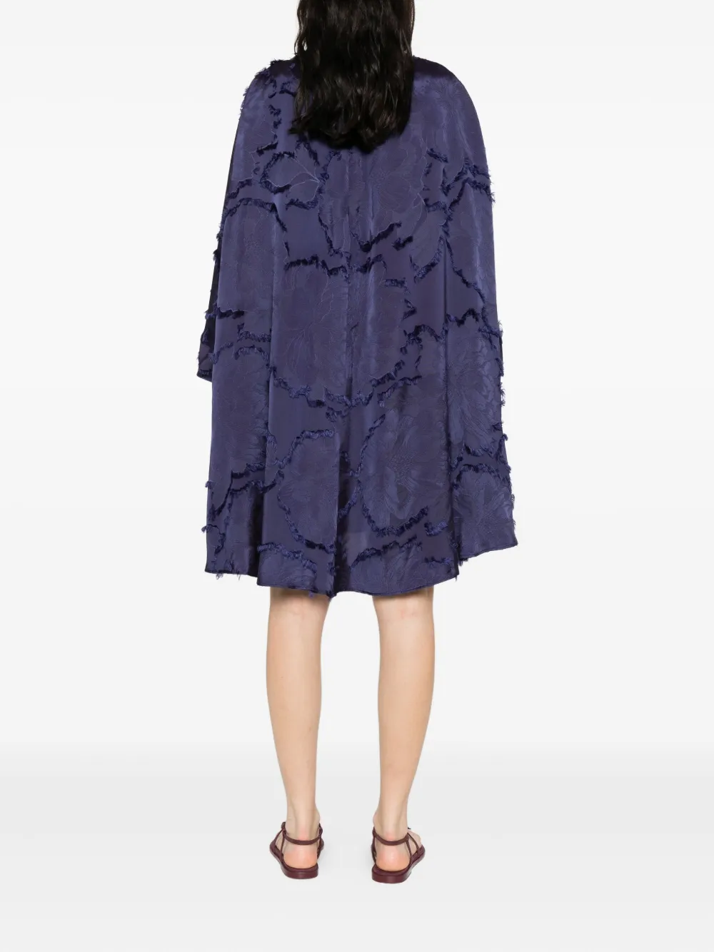 Talbot Runhof Mini-jurk met franje Blauw