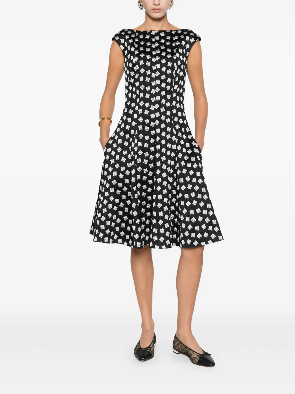 Talbot Runhof Jurk met geometrische print - Zwart