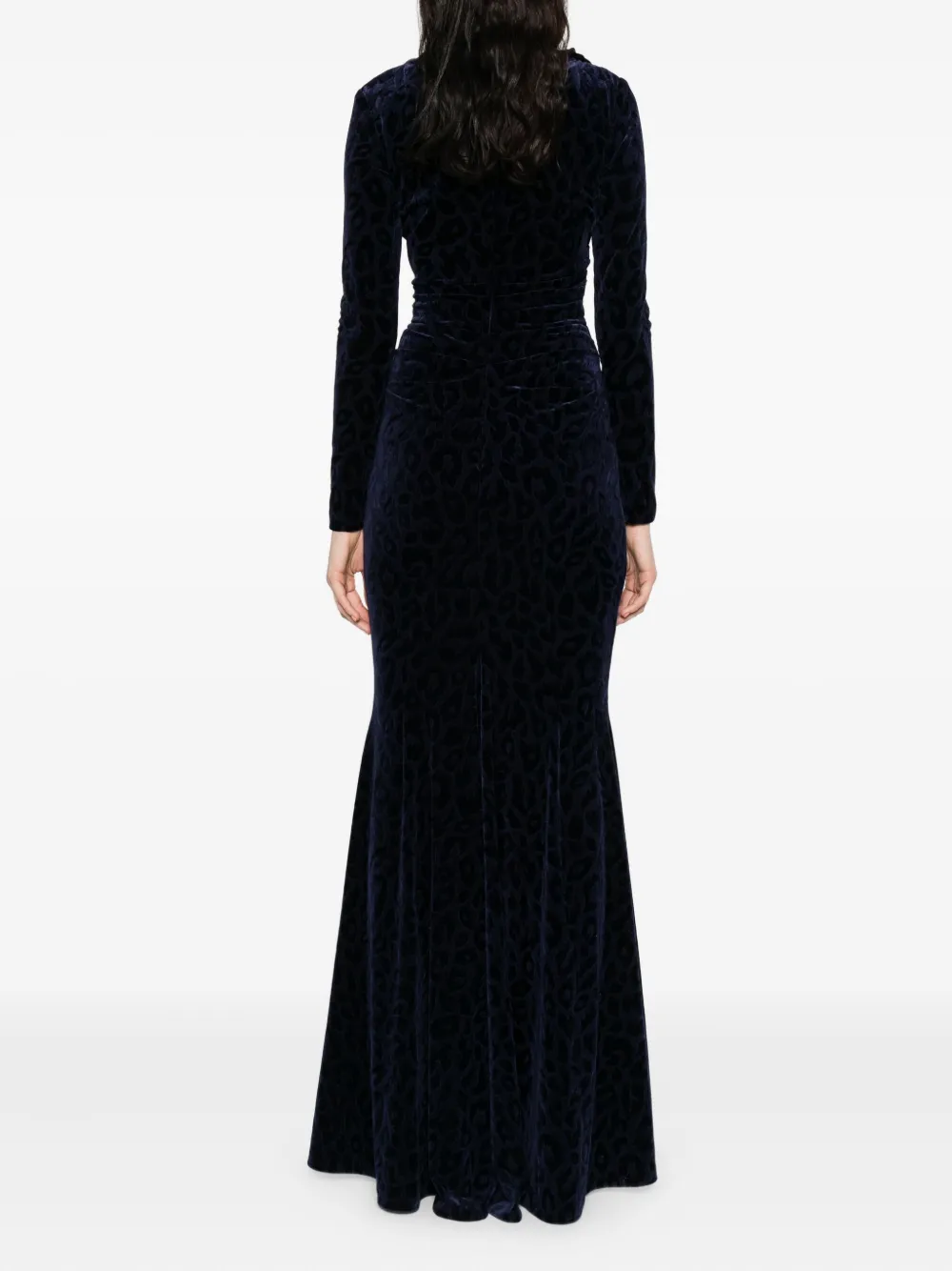 Talbot Runhof Jurk met dierenprint Blauw